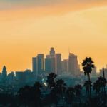 Los Angeles skyline at sunset