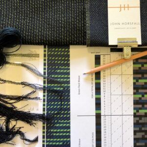 a photo of fabric, yarns and weaving designs for blankets